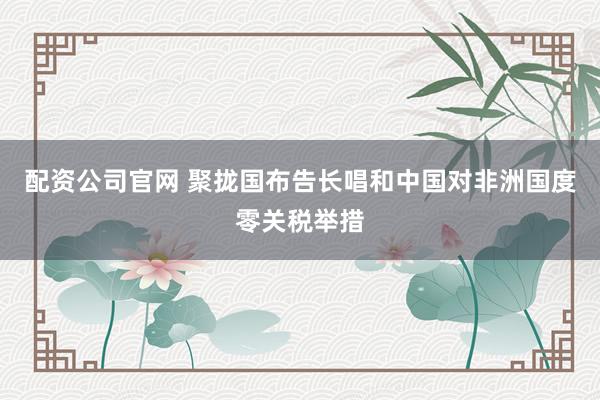 配资公司官网 聚拢国布告长唱和中国对非洲国度零关税举措