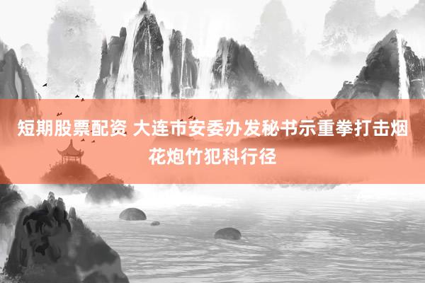 短期股票配资 大连市安委办发秘书示重拳打击烟花炮竹犯科行径