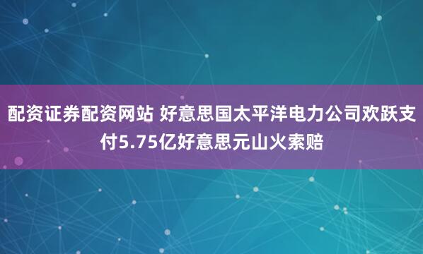 配资证券配资网站 好意思国太平洋电力公司欢跃支付5.75亿好意思元山火索赔