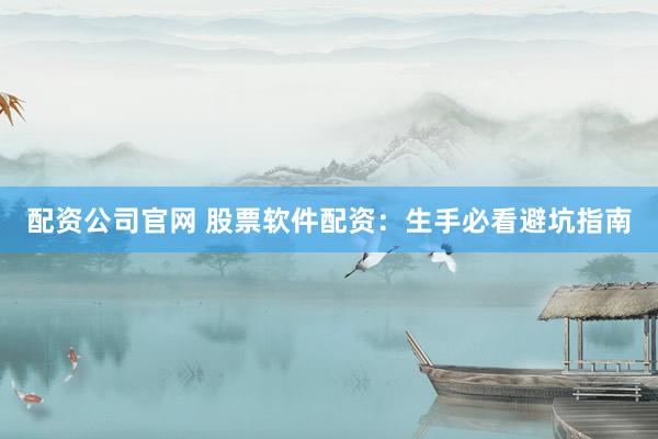 配资公司官网 股票软件配资：生手必看避坑指南